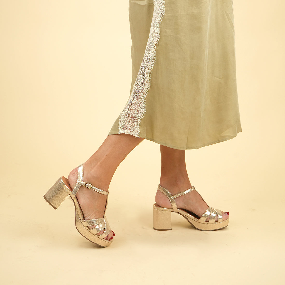 Charlie Vegan Platinum Mid Sandal by Esska Shoes Ltd