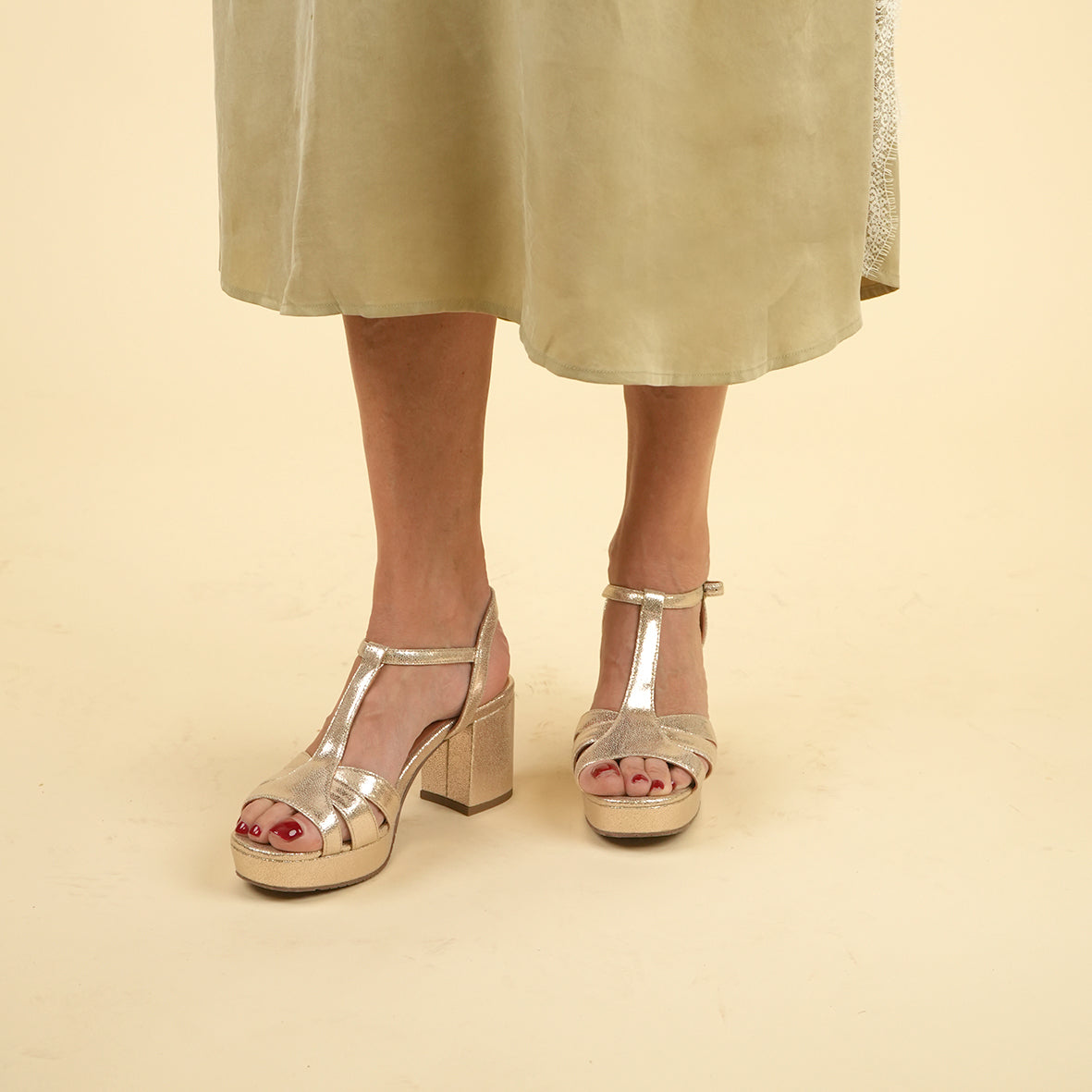Charlie Vegan Platinum Mid Sandal by Esska Shoes Ltd