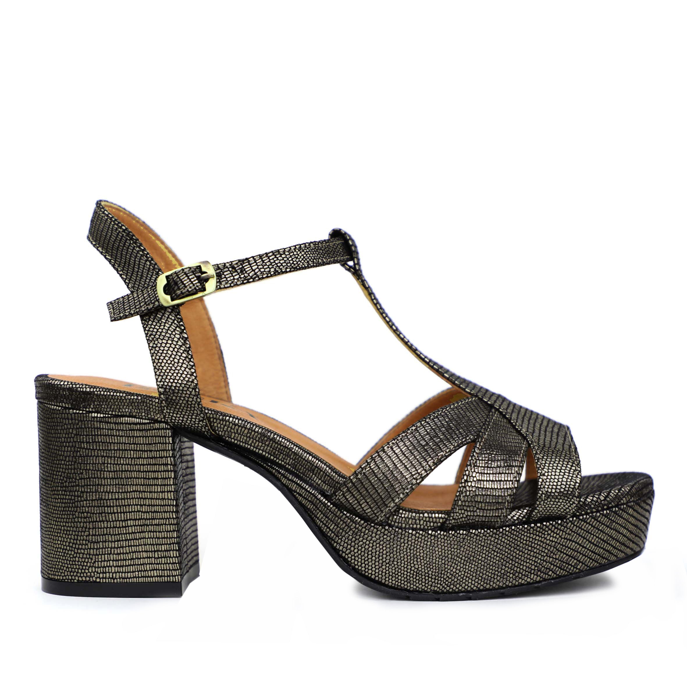 Charlie Anthracite Metallic Mid Sandal by Esska
