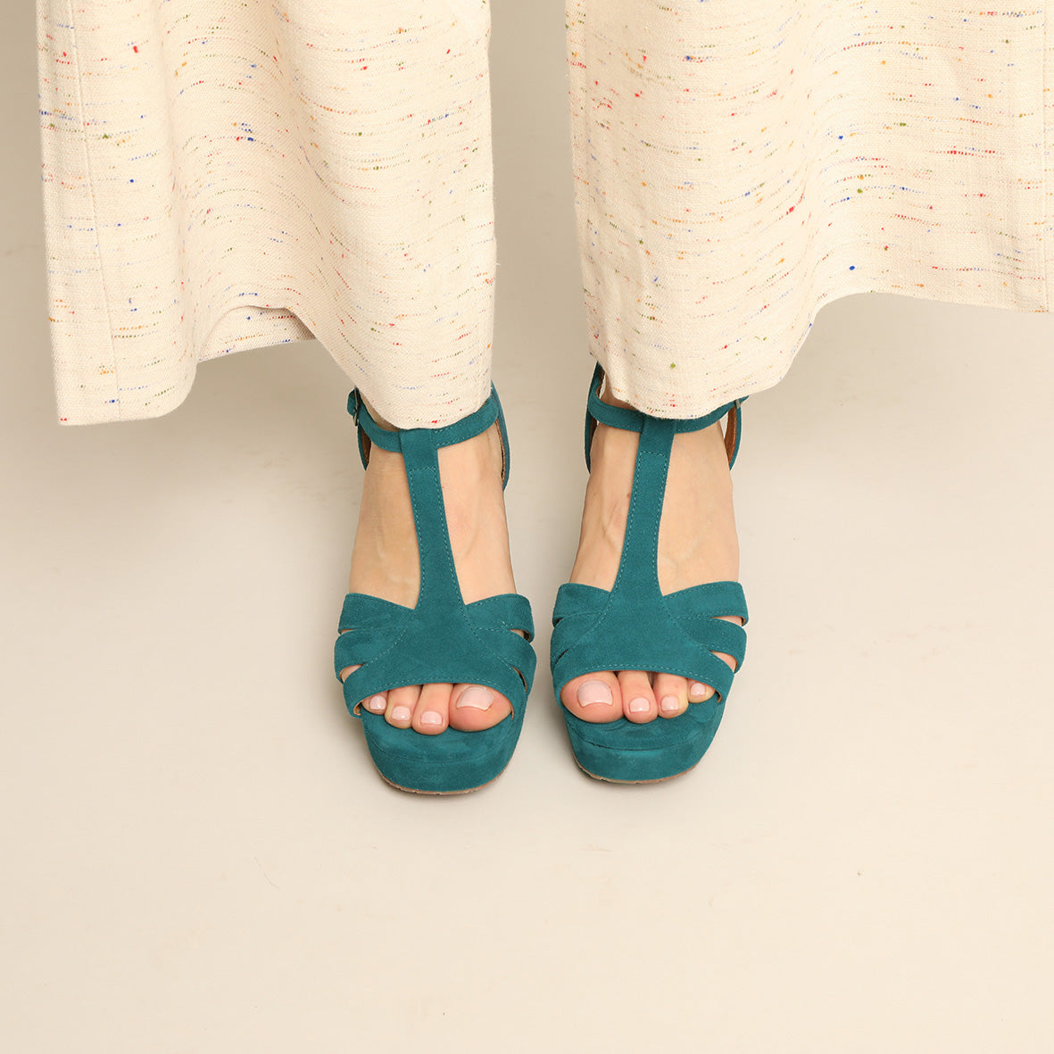 Charlie Teal Mid Sandal by Esska