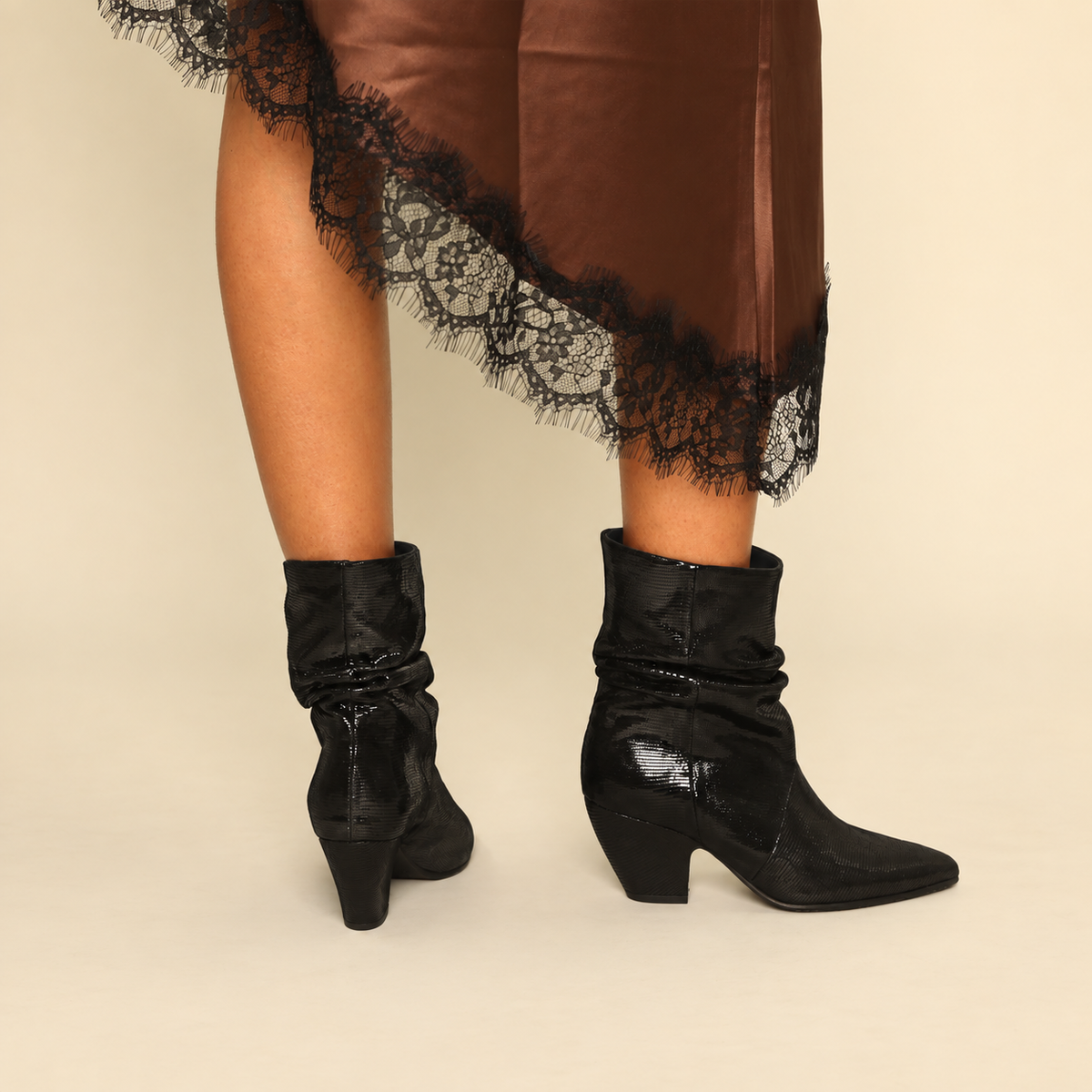 Ember Metallic Black Mid Boot by Esska