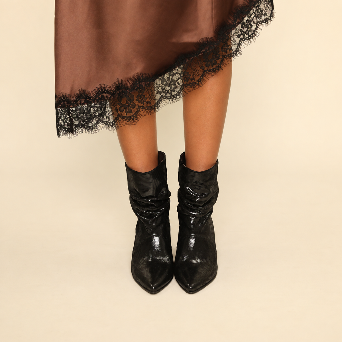 Ember Metallic Black Mid Boot by Esska