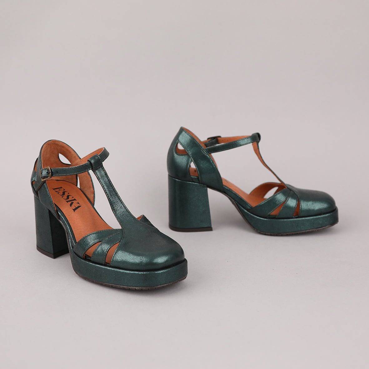 Chaza Metallic Green Mid Shoe by Esska