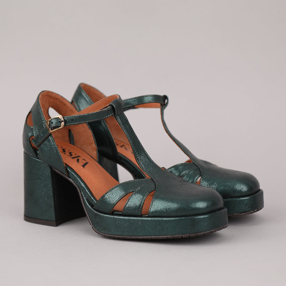 Chaza Metallic Green Mid Shoe by Esska