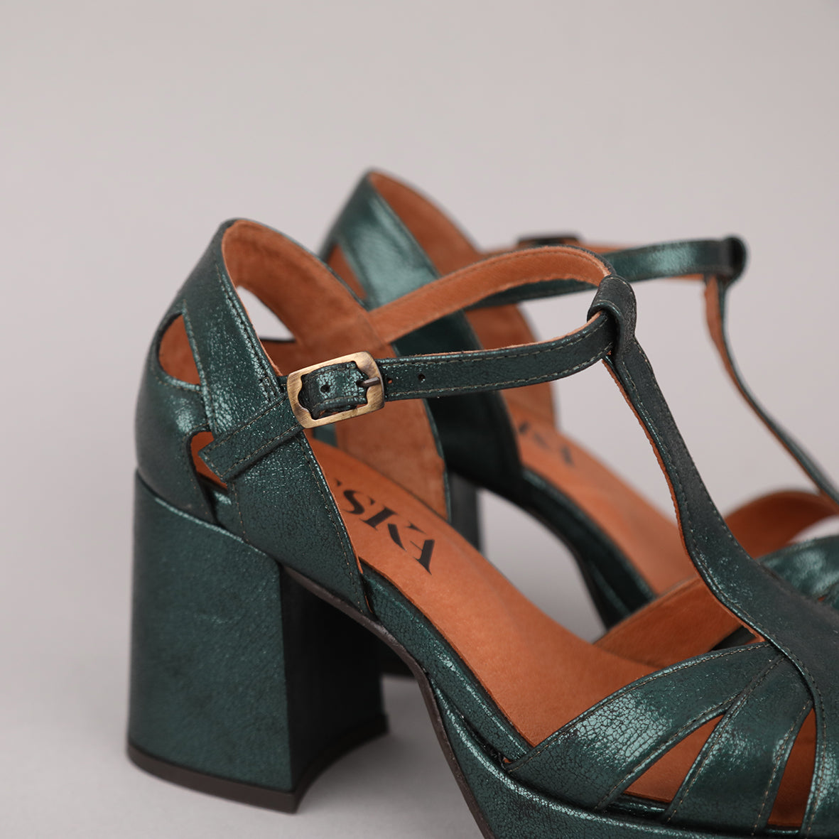 Chaza Metallic Green Mid Shoe by Esska