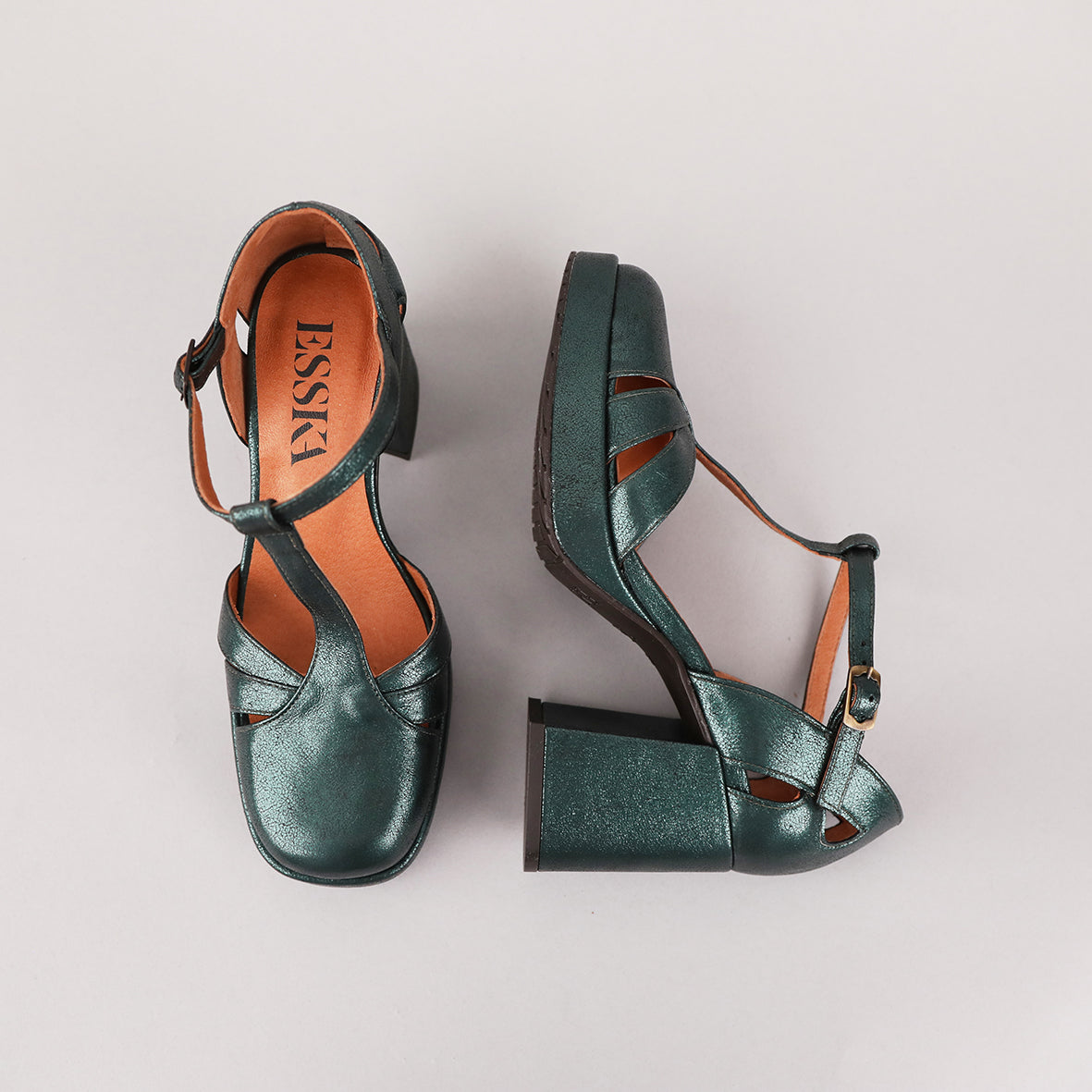 Chaza Metallic Green Mid Shoe by Esska