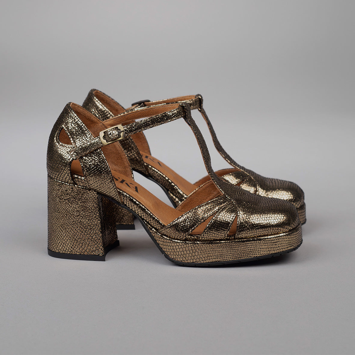 Chaza Onyx Metallic Mid High Shoe by Esska