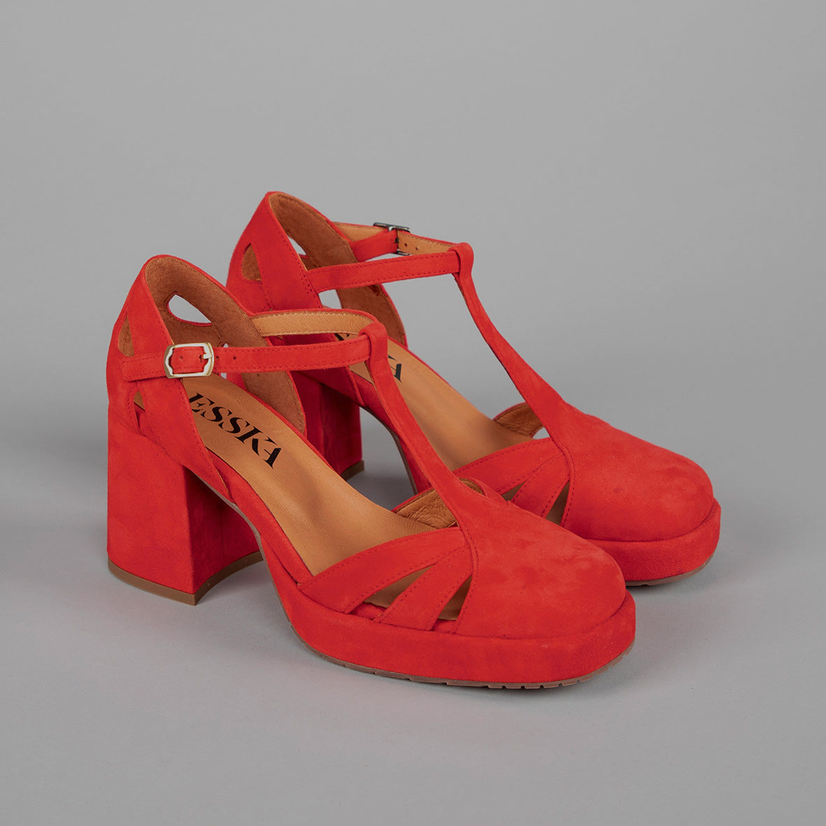 Chaza WIDE Red Suede Mid High Shoe by Esska