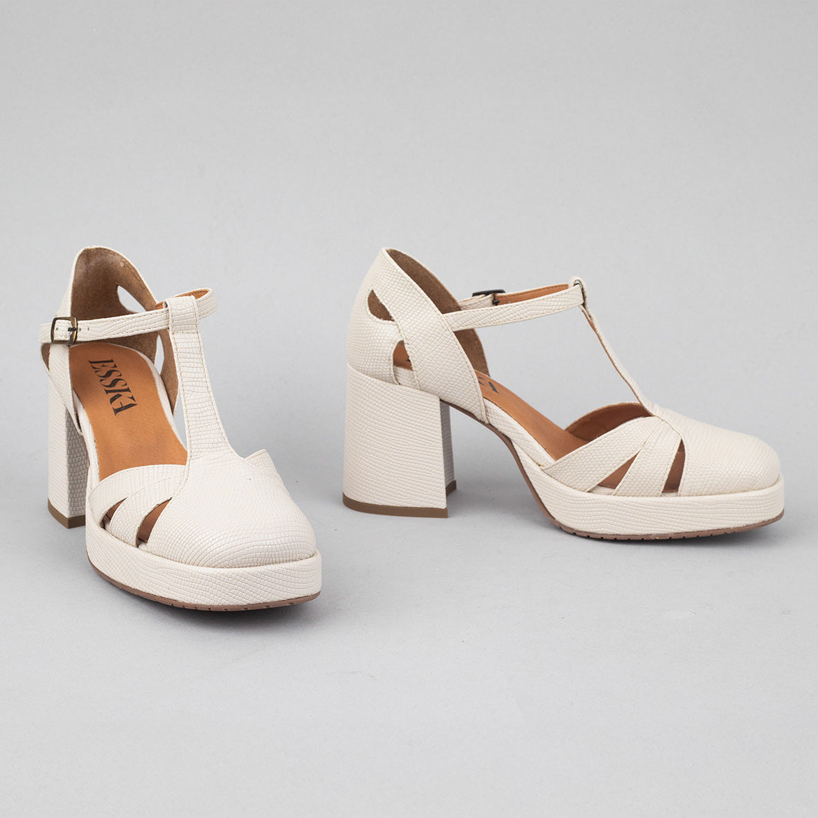 Chaza WIDE Vegan White Mid Sandal by Esska