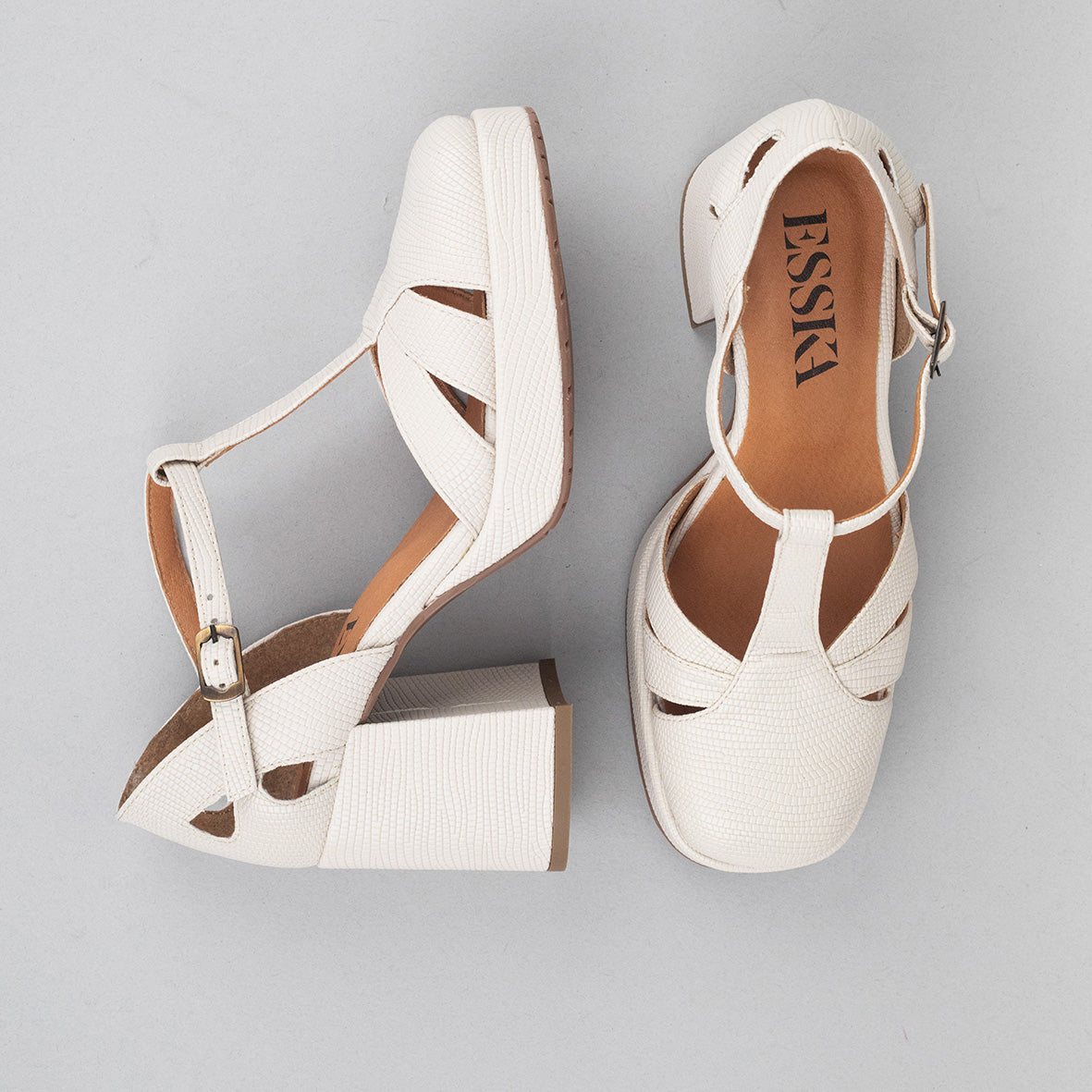 Chaza WIDE Vegan White Mid Sandal by Esska