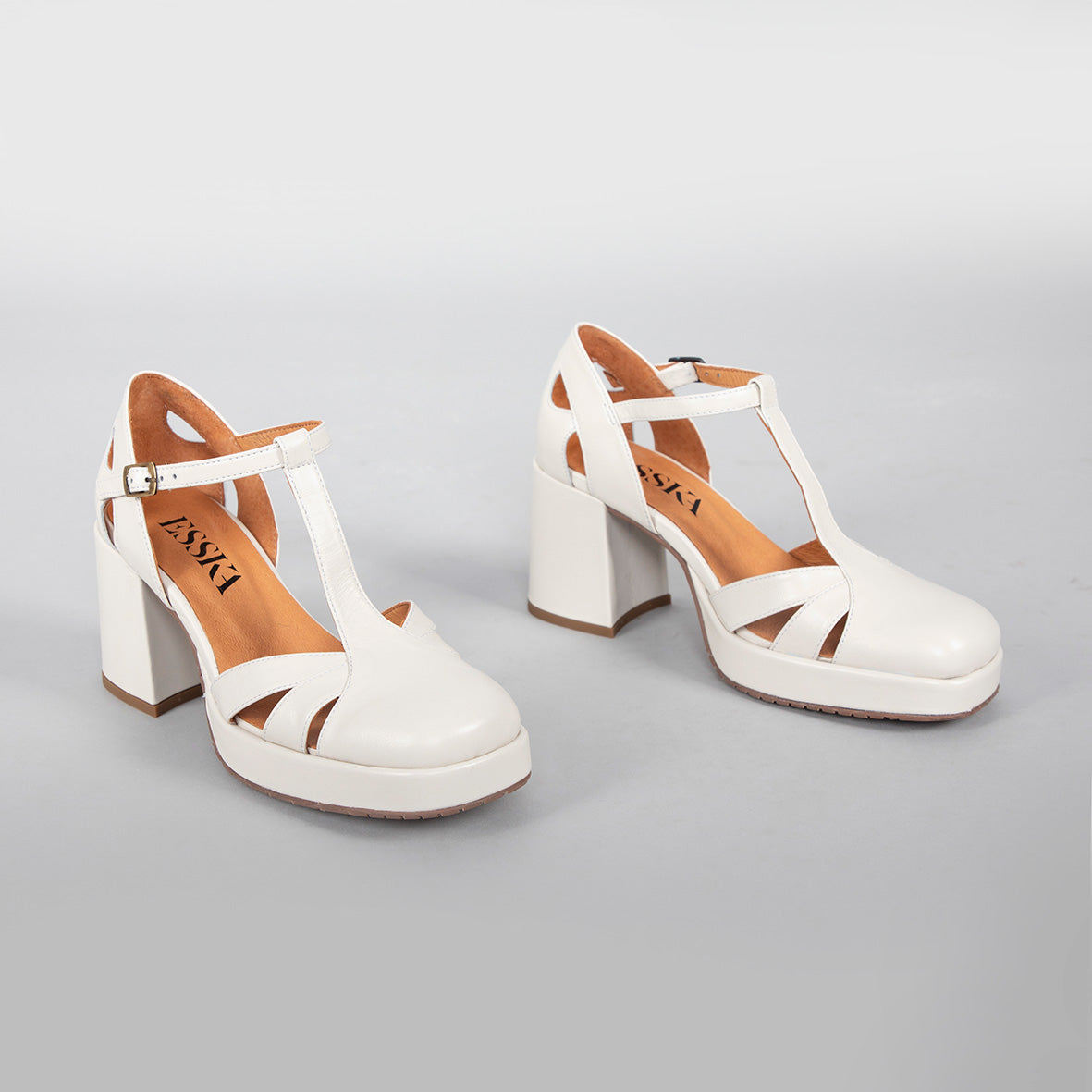Chaza White Leather Mid High Shoe by Esska