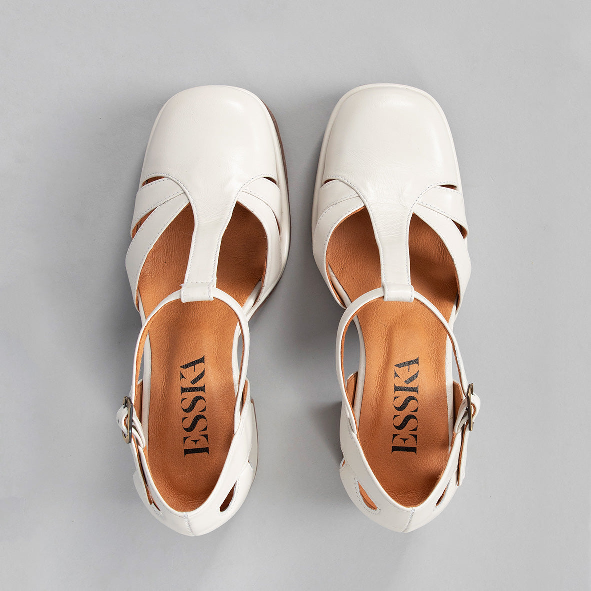 Chaza White Leather Mid High Shoe by Esska