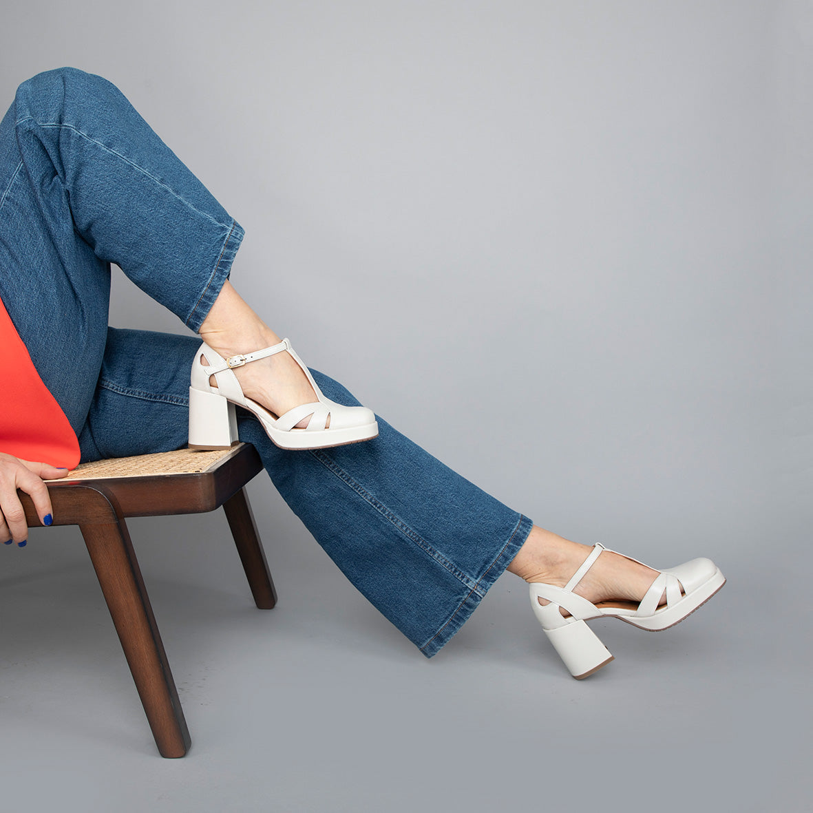 Chaza White Leather Mid High Shoe by Esska