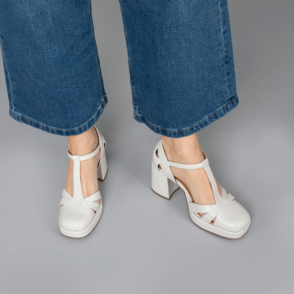 Chaza White Leather Mid High Shoe by Esska