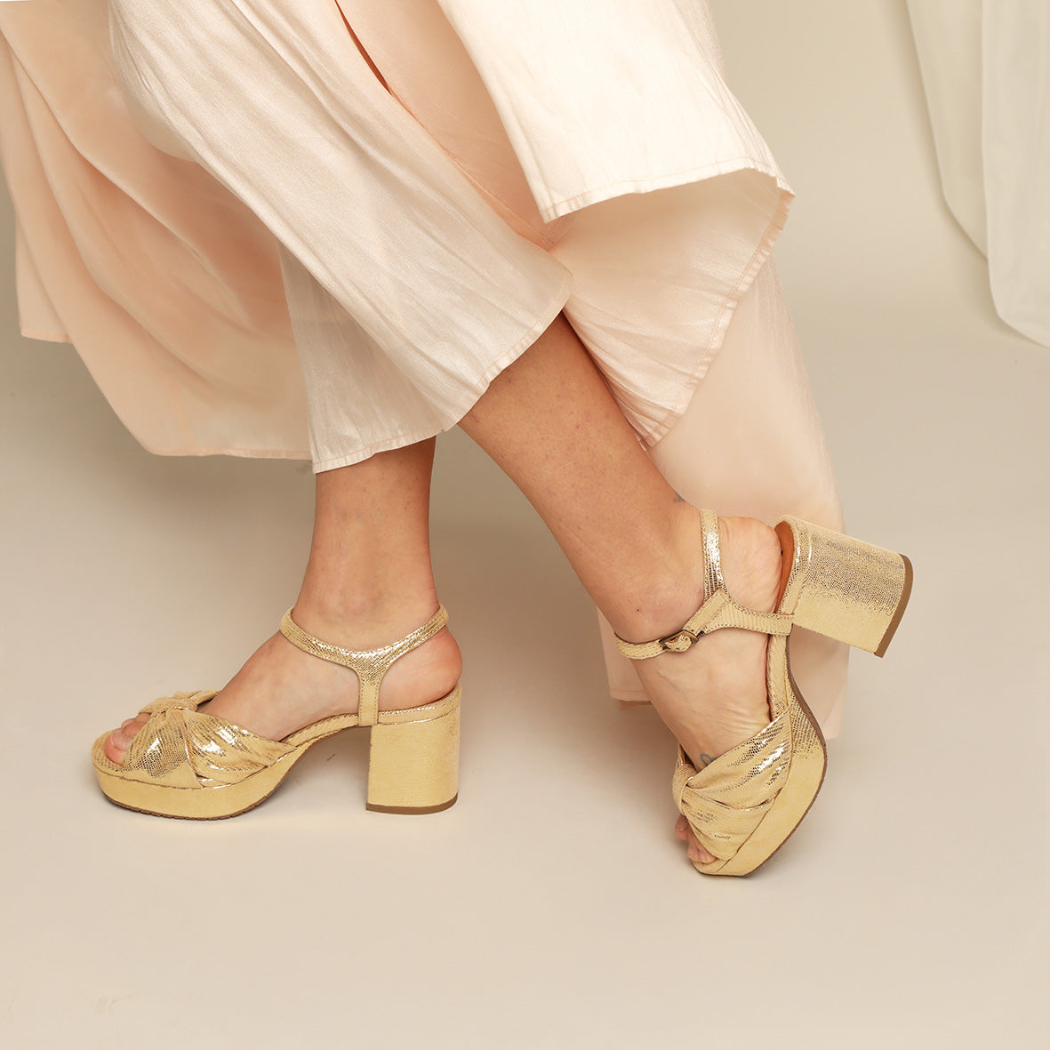 Chilli WIDE Gold Mid Sandal by Esska Shoes Ltd