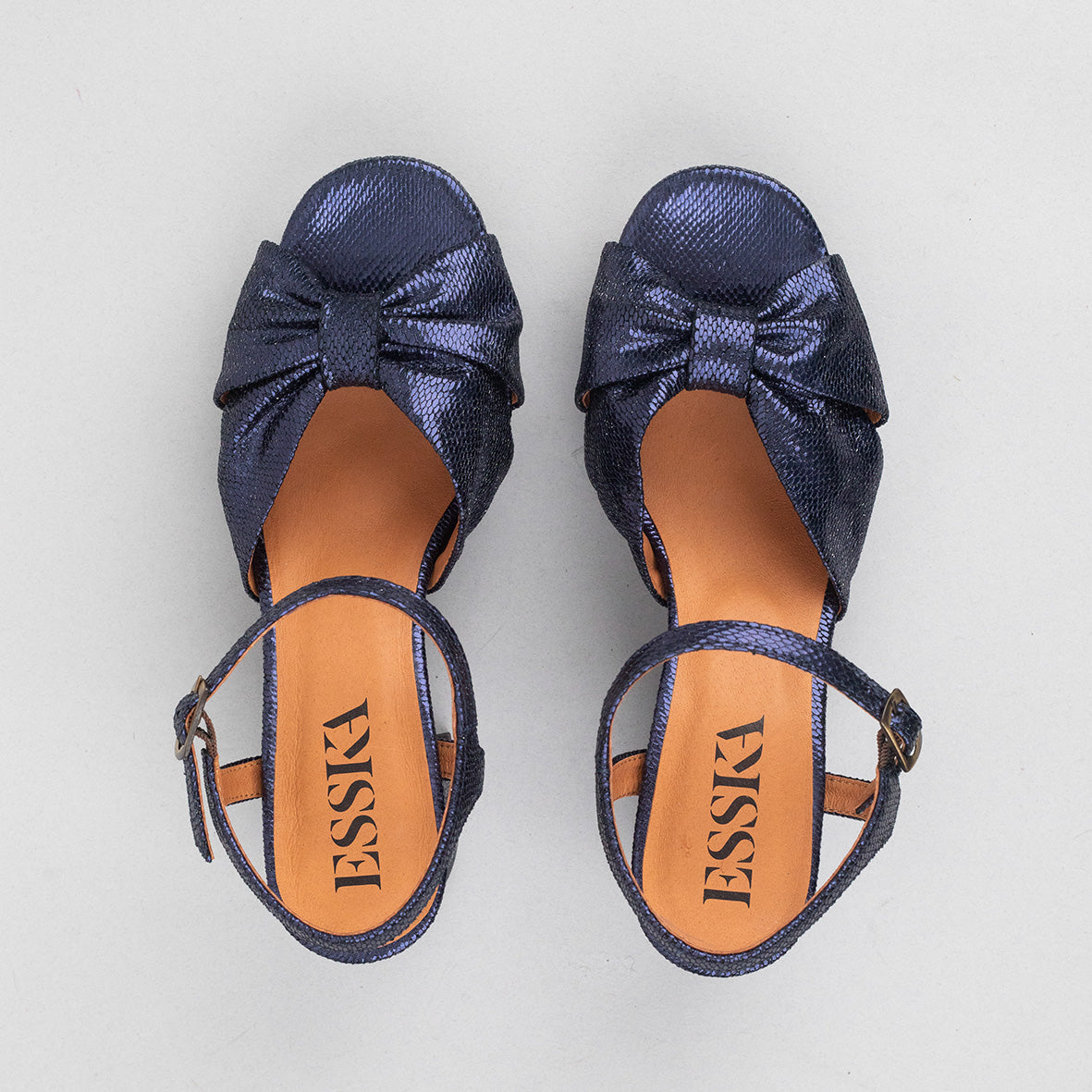 Chilli Metallic Navy Mid Sandal by Esska Shoes Ltd