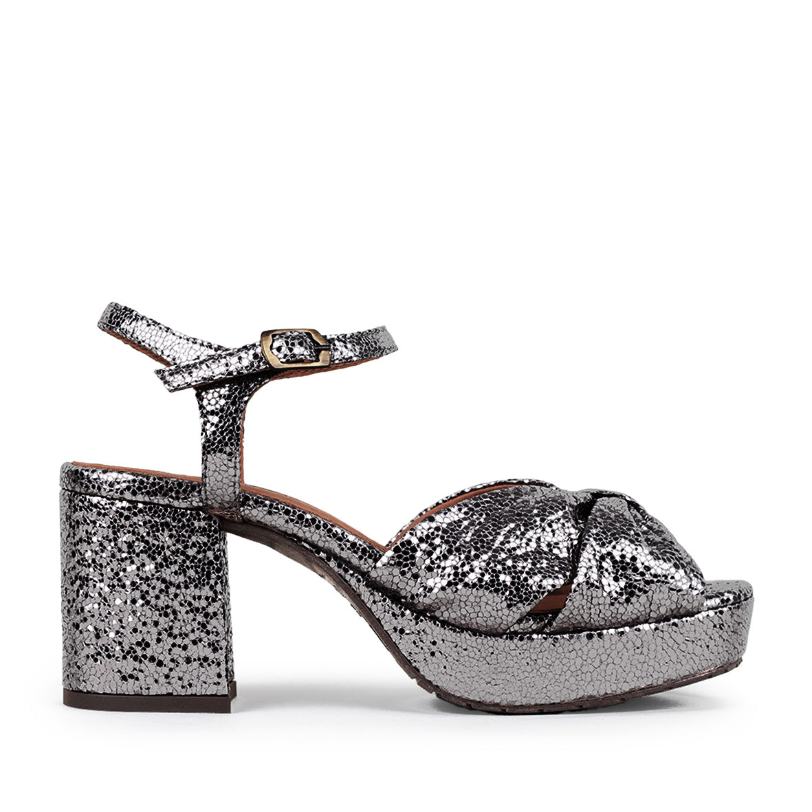 Chilli WIDE Vegan Metallic Steel Mid Sandal by Esska