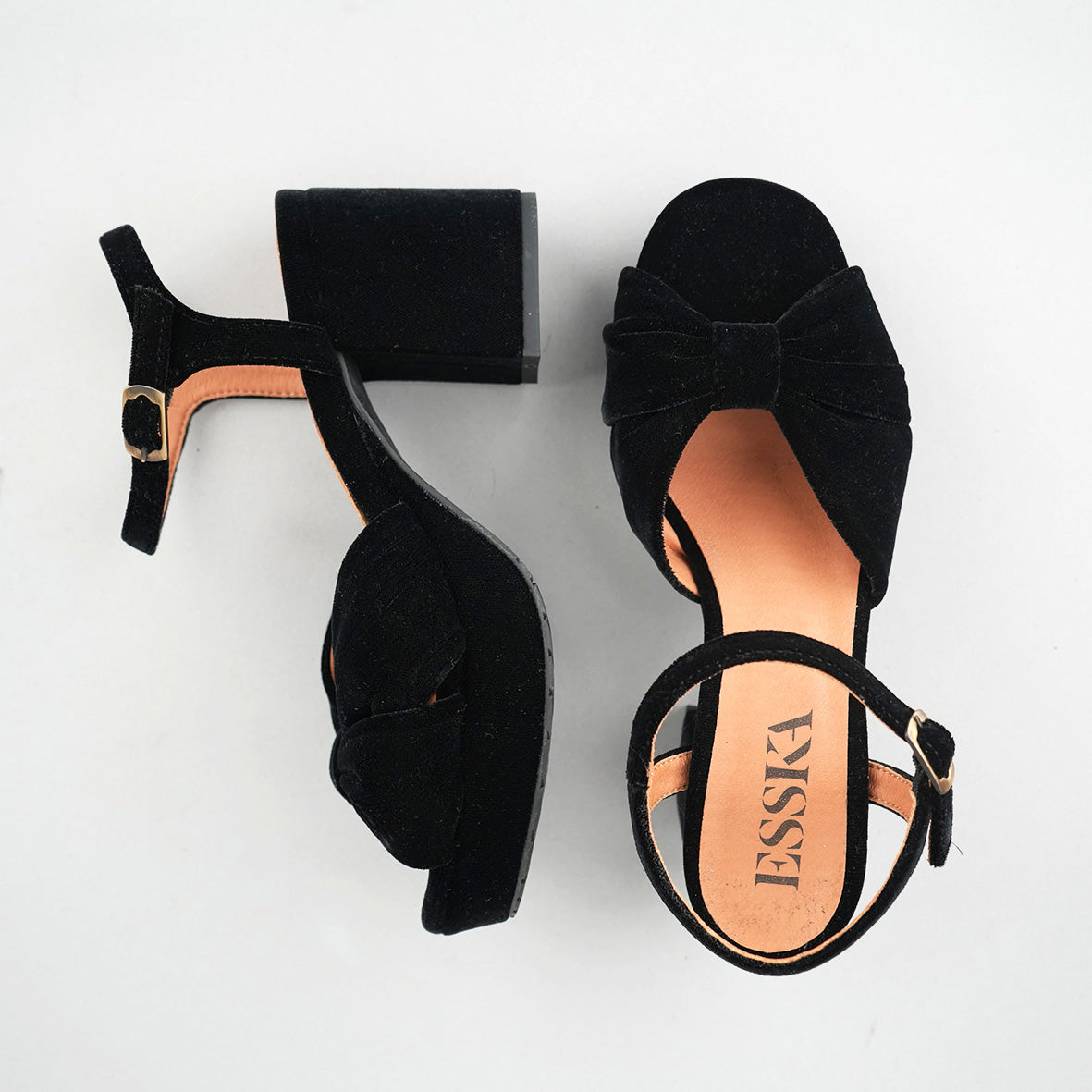 Chilli Velvet Black Mid Sandal by Esska Shoes Ltd