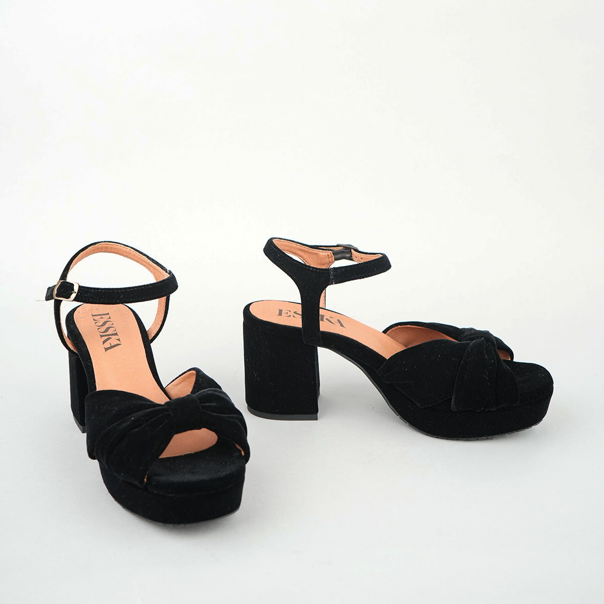 Chilli Velvet Black Mid Sandal by Esska Shoes Ltd