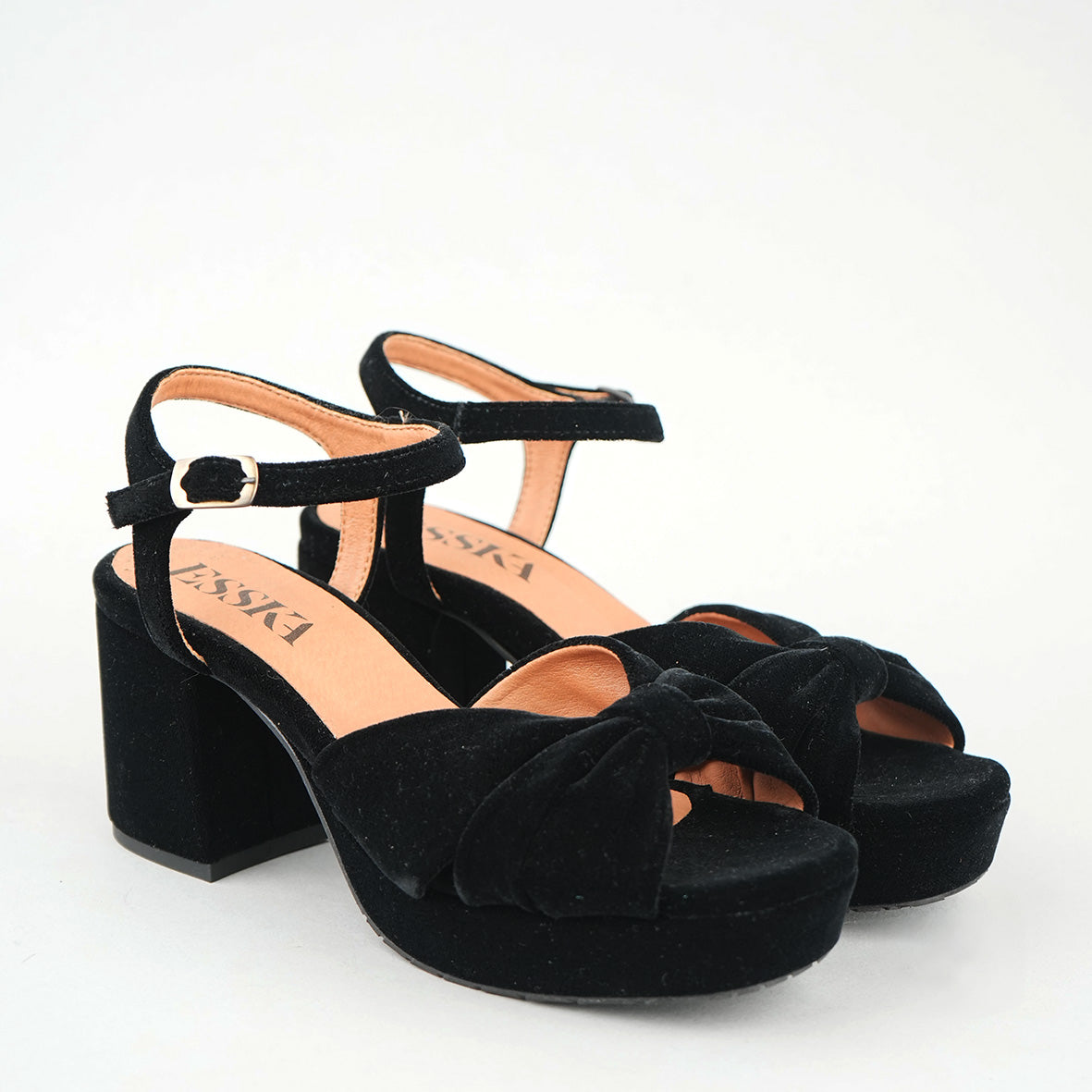 Chilli Velvet Black Mid Sandal by Esska Shoes Ltd