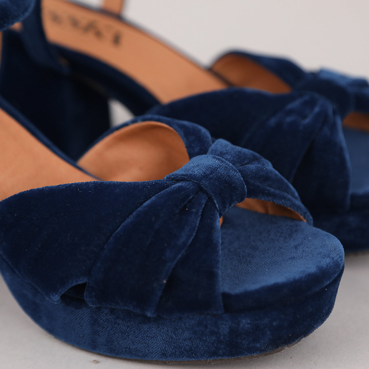 Chilli Velvet Duck Blue Mid Sandal by Esska Shoes Ltd