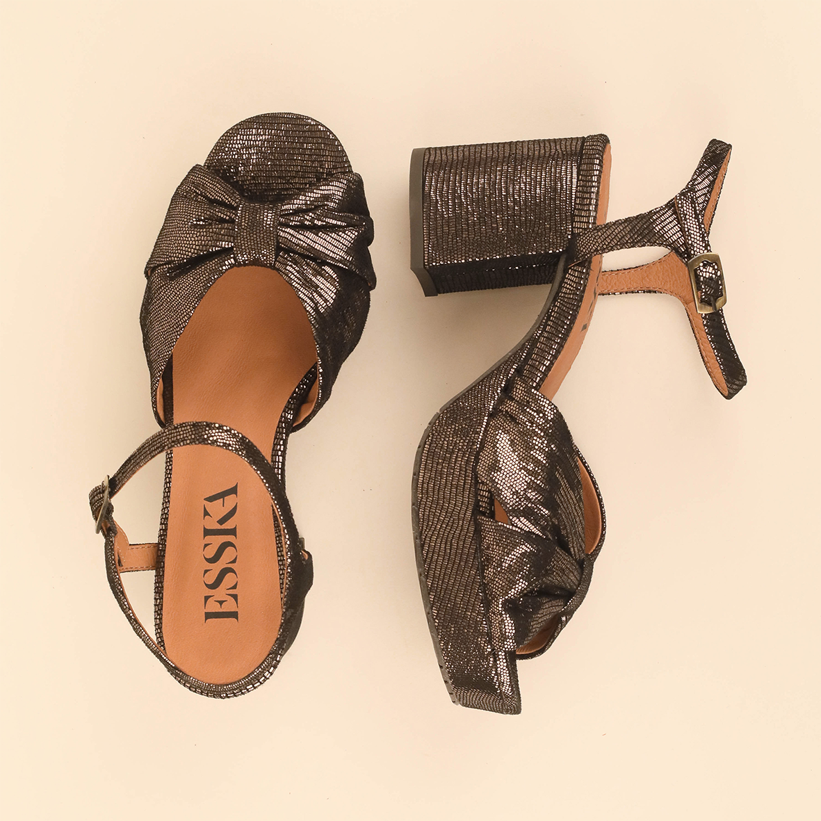 Chilli Metallic Ash Mid Sandal by Esska