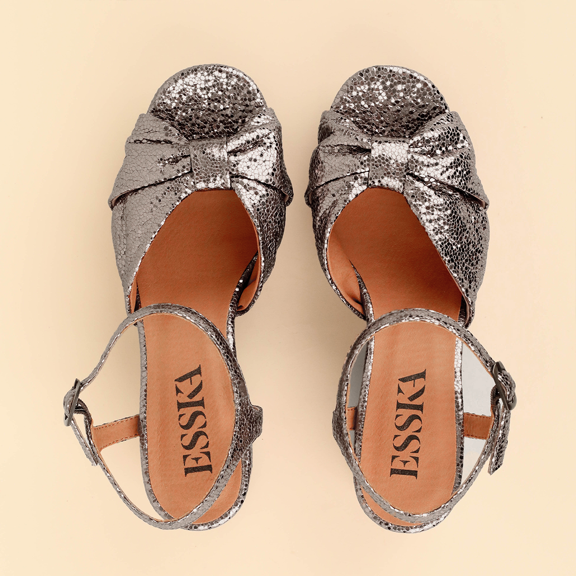 Chilli Vegan Metallic Steel Mid Sandal by Esska