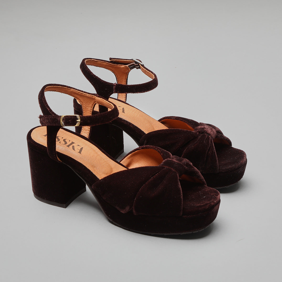 Chilli Velvet Dark Brown Mid Sandal by Esska Shoes Ltd