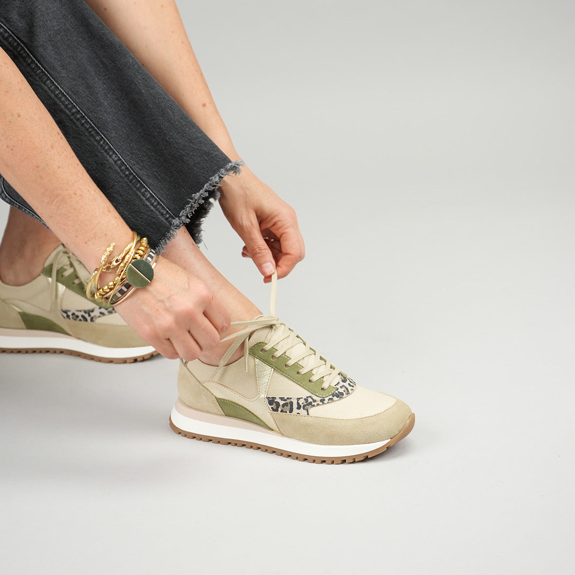 Cinda Beige & Leopard Trainer by Esska