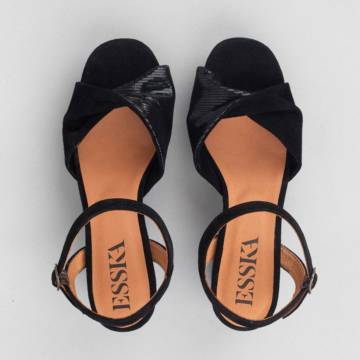 Claire Black Mid Sandal by Esska