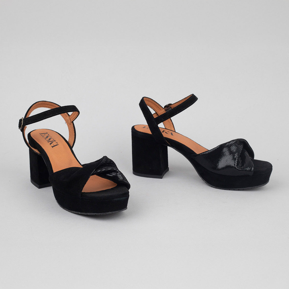 Claire Black Mid Sandal by Esska