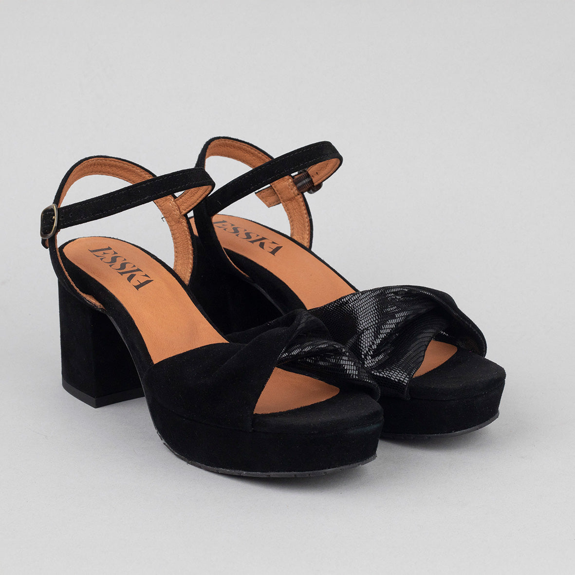 Claire Black Mid Sandal by Esska