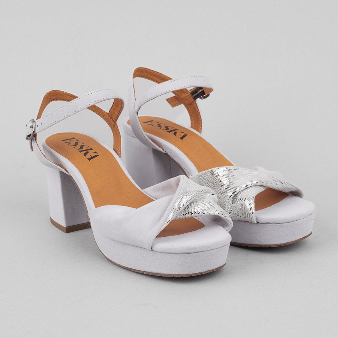 Claire Light Grey Mid Sandal by Esska