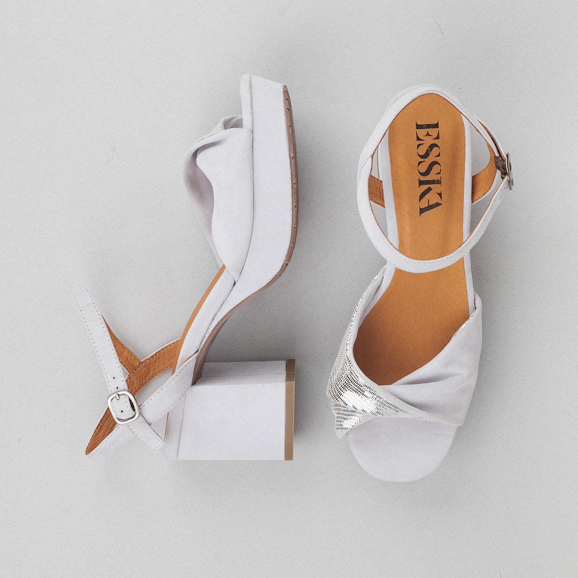 Claire Light Grey Mid Sandal by Esska