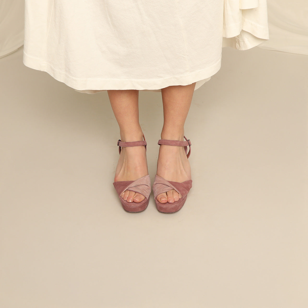 Claire Dusty Pink Mid Sandal by Esska