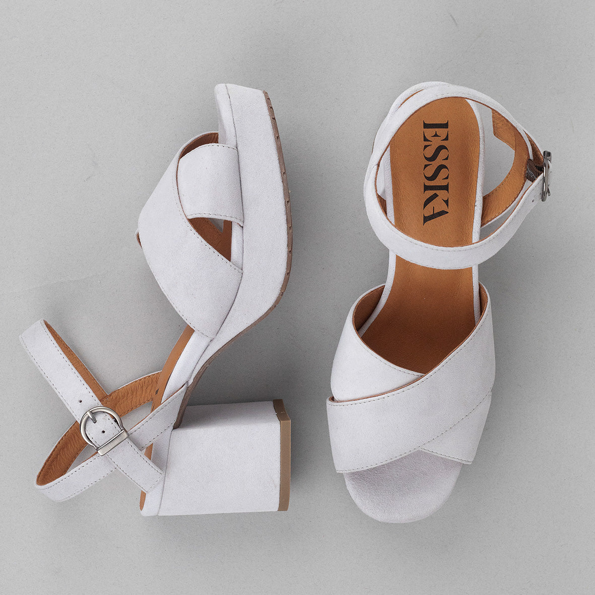 Clara Light Grey Mid Sandal by Esska