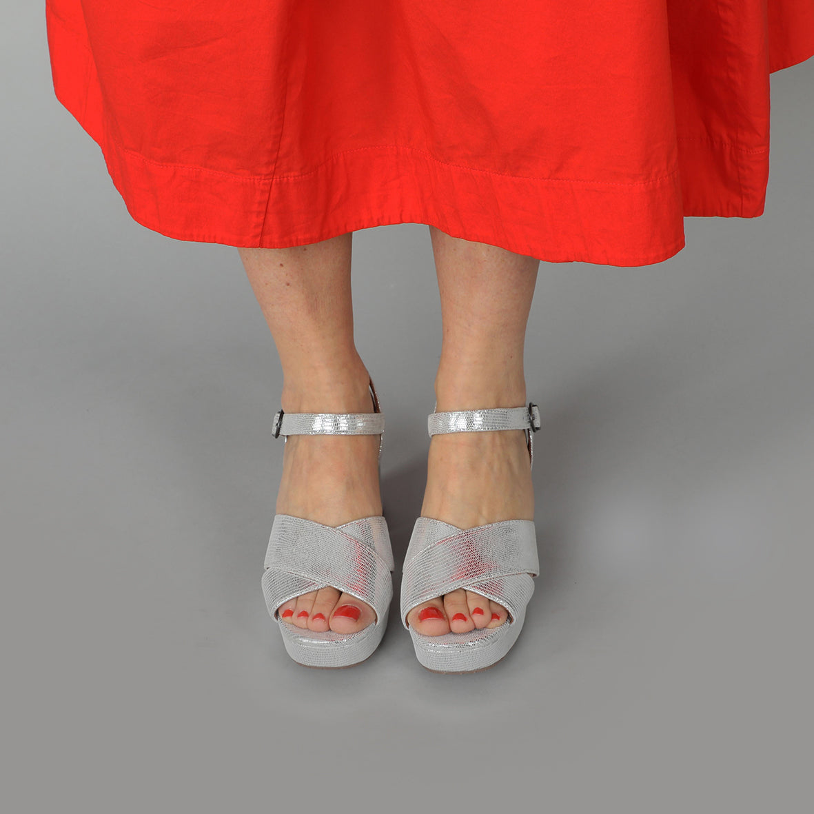 Clara Silver Mid Sandal by Esska