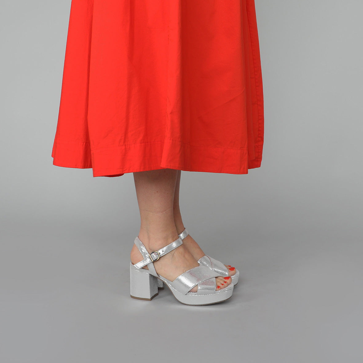 Clara Silver Mid Sandal by Esska
