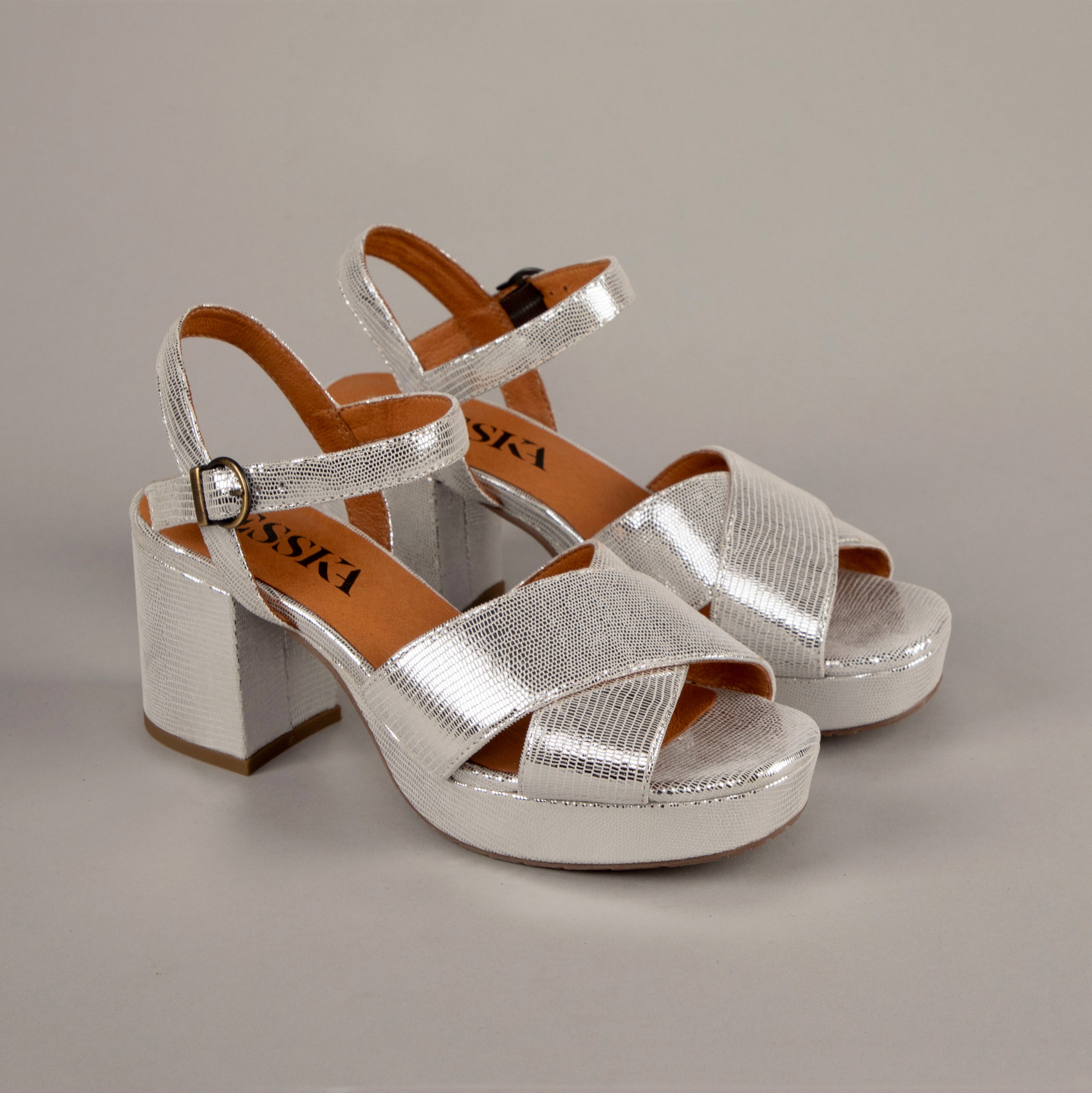 Clara Silver Mid Sandal by Esska