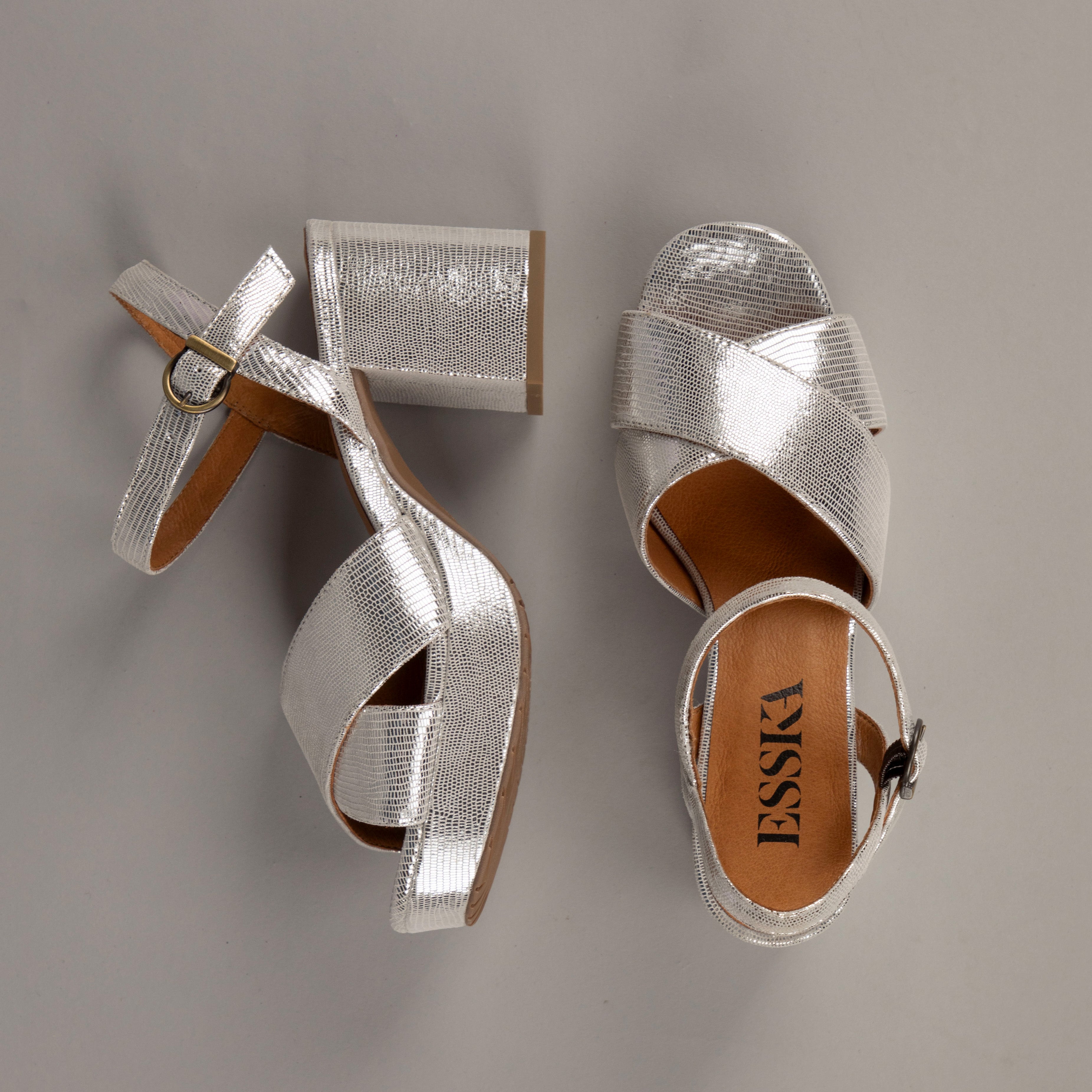 Clara Silver Mid Sandal by Esska
