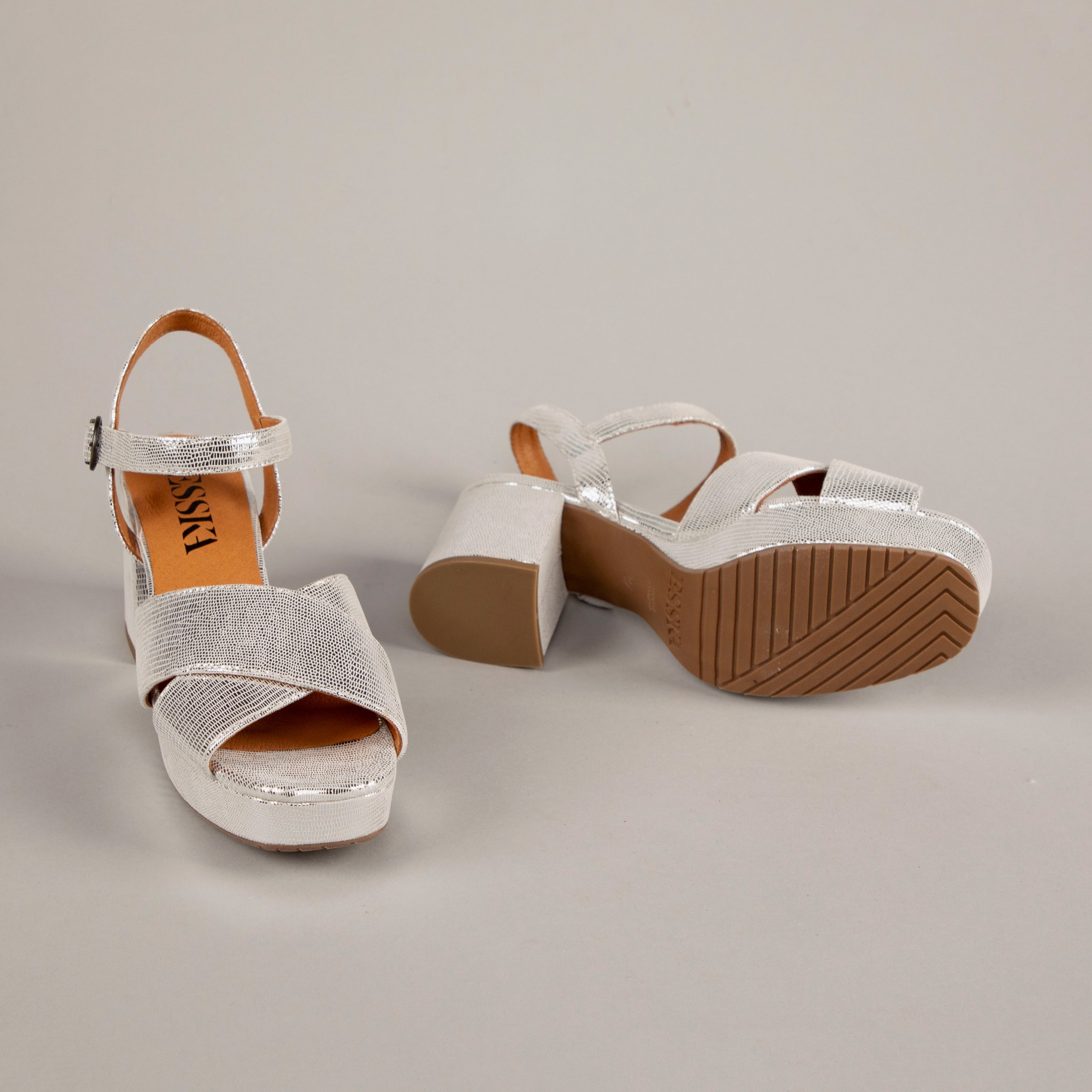 Clara Silver Mid Sandal by Esska