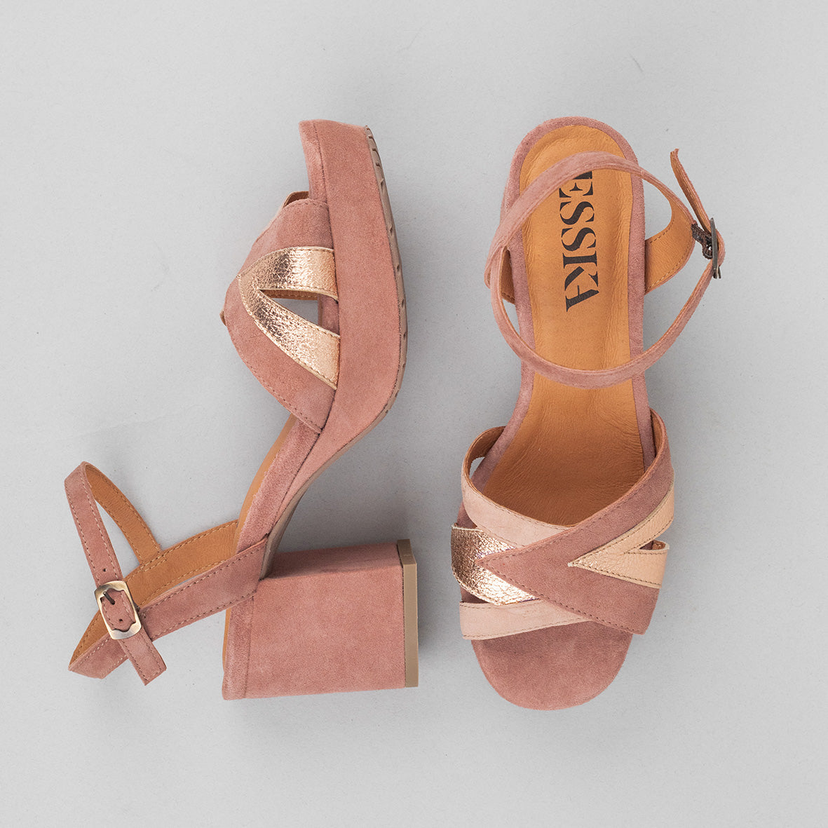 Cleo Dusty Pink Mid Sandal by Esska