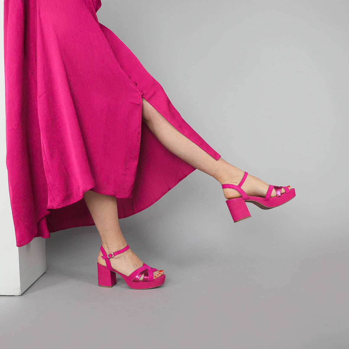 Cleo Fuchsia Mid Sandal by Esska