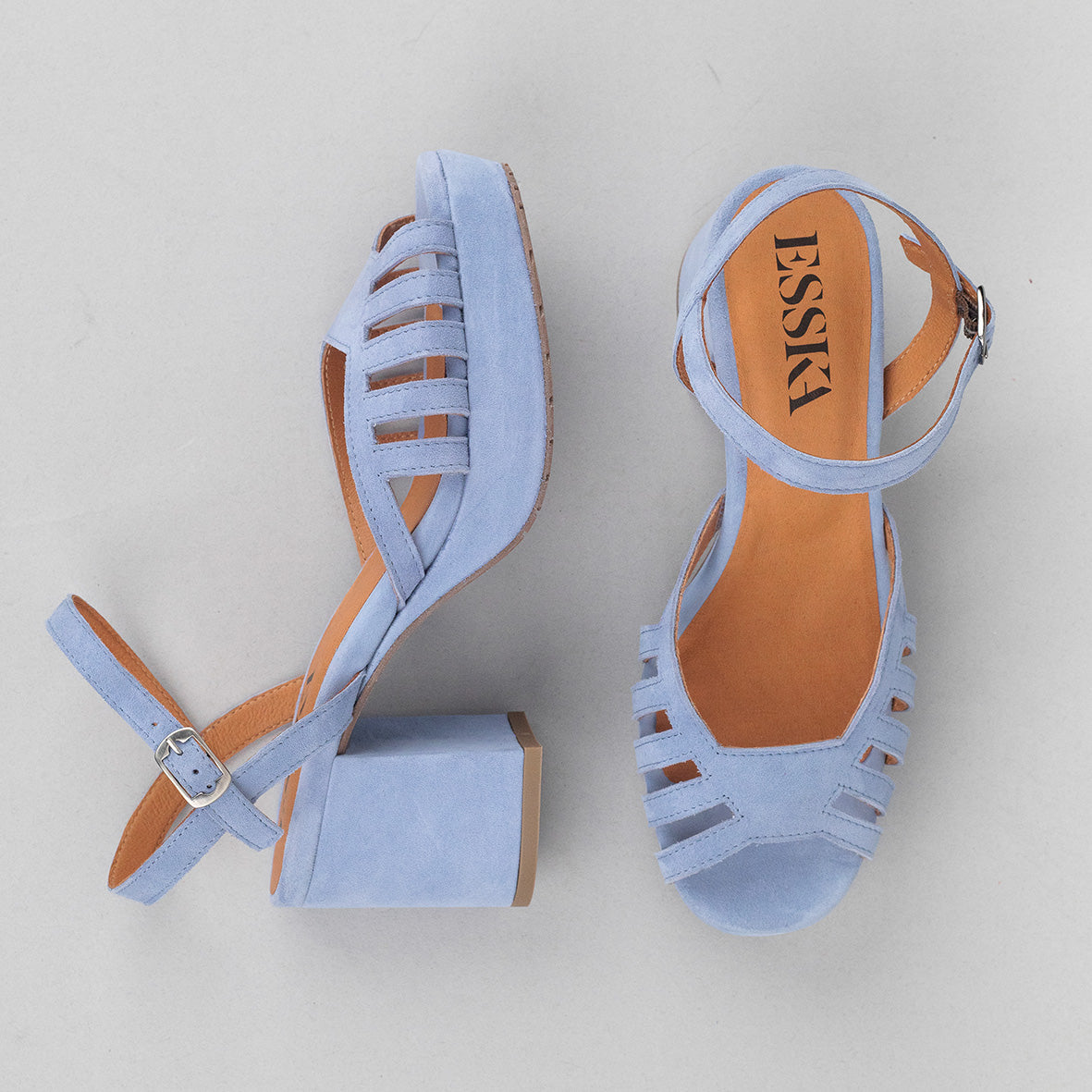 Cristi Blue Mid Sandal by Esska