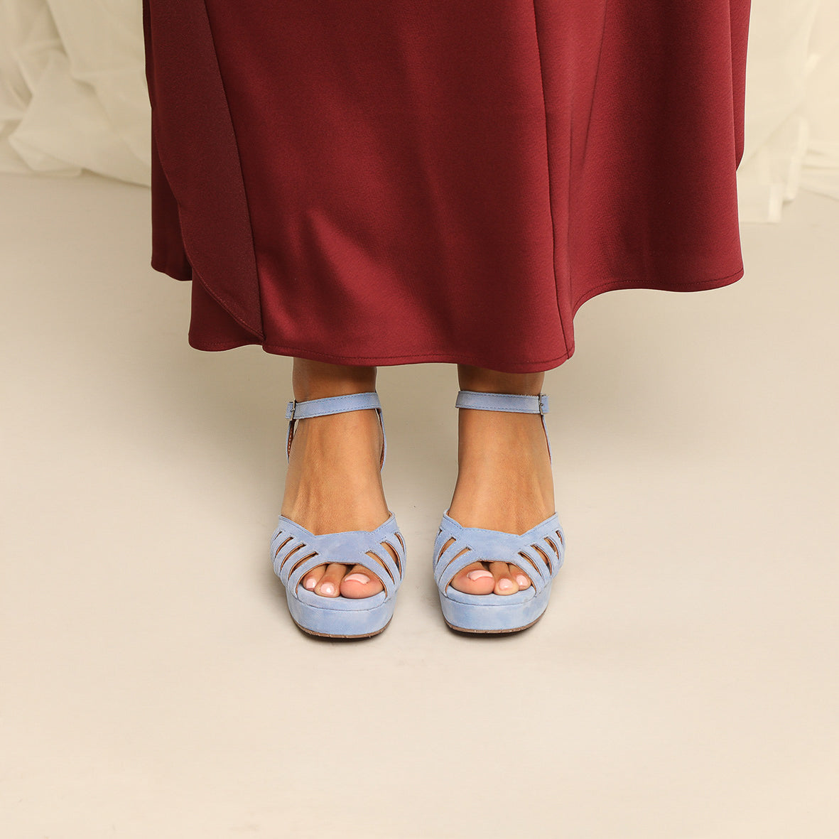 Cristi Blue Mid Sandal by Esska
