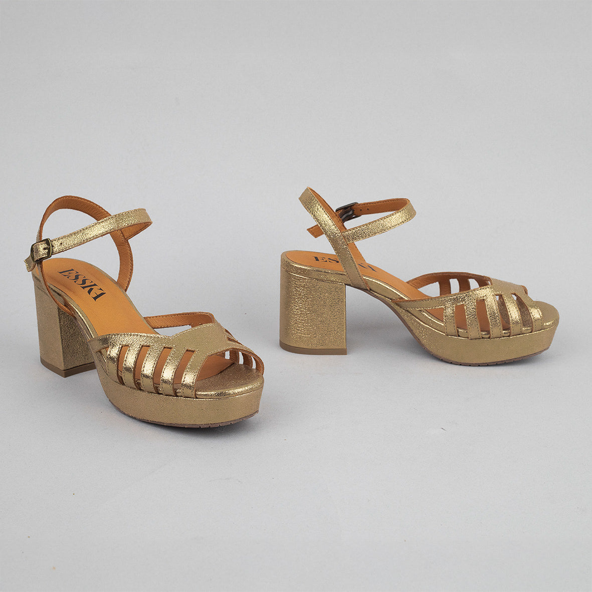 Cristi Gold Dust Mid Sandal by Esska
