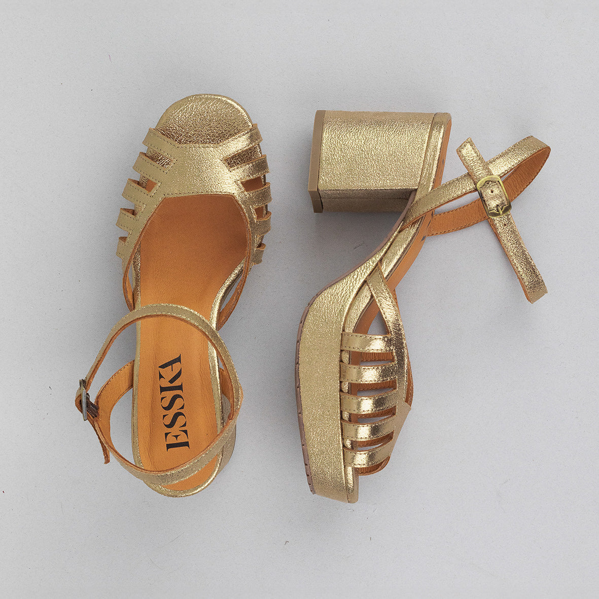 Cristi Gold Dust Mid Sandal by Esska