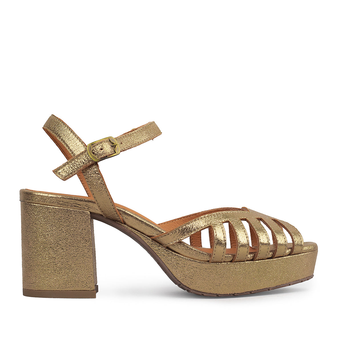 Cristi Gold Dust Mid Sandal by Esska