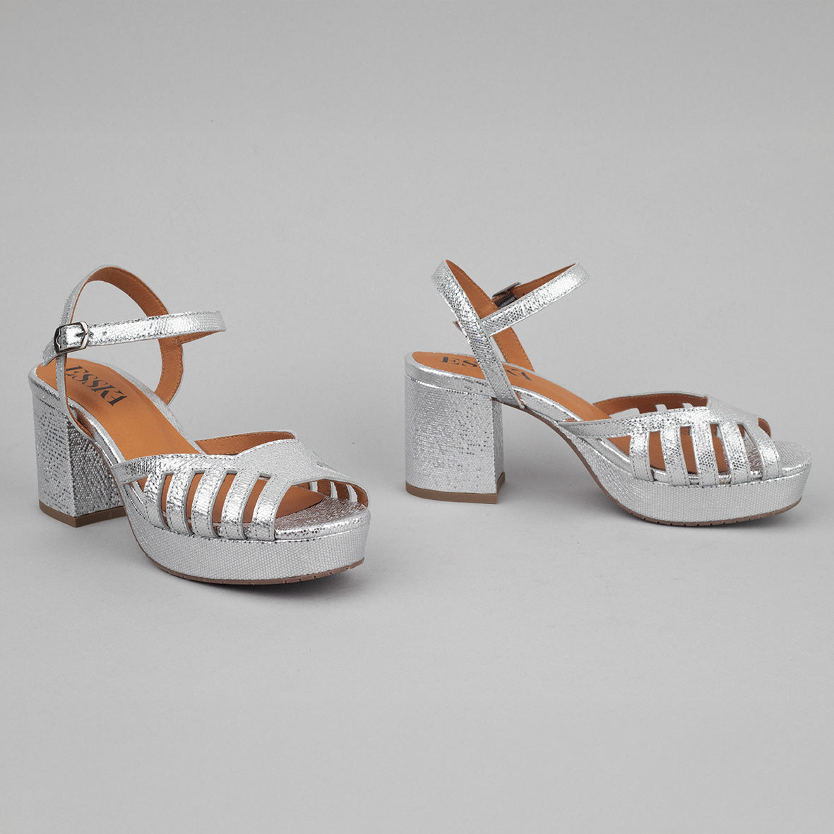 Cristi Silver Mid Sandal by Esska