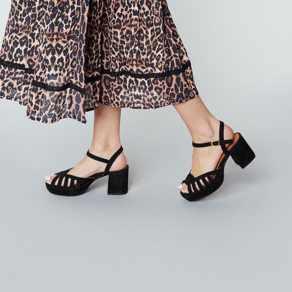Cristi Black Mid Sandal by Esska